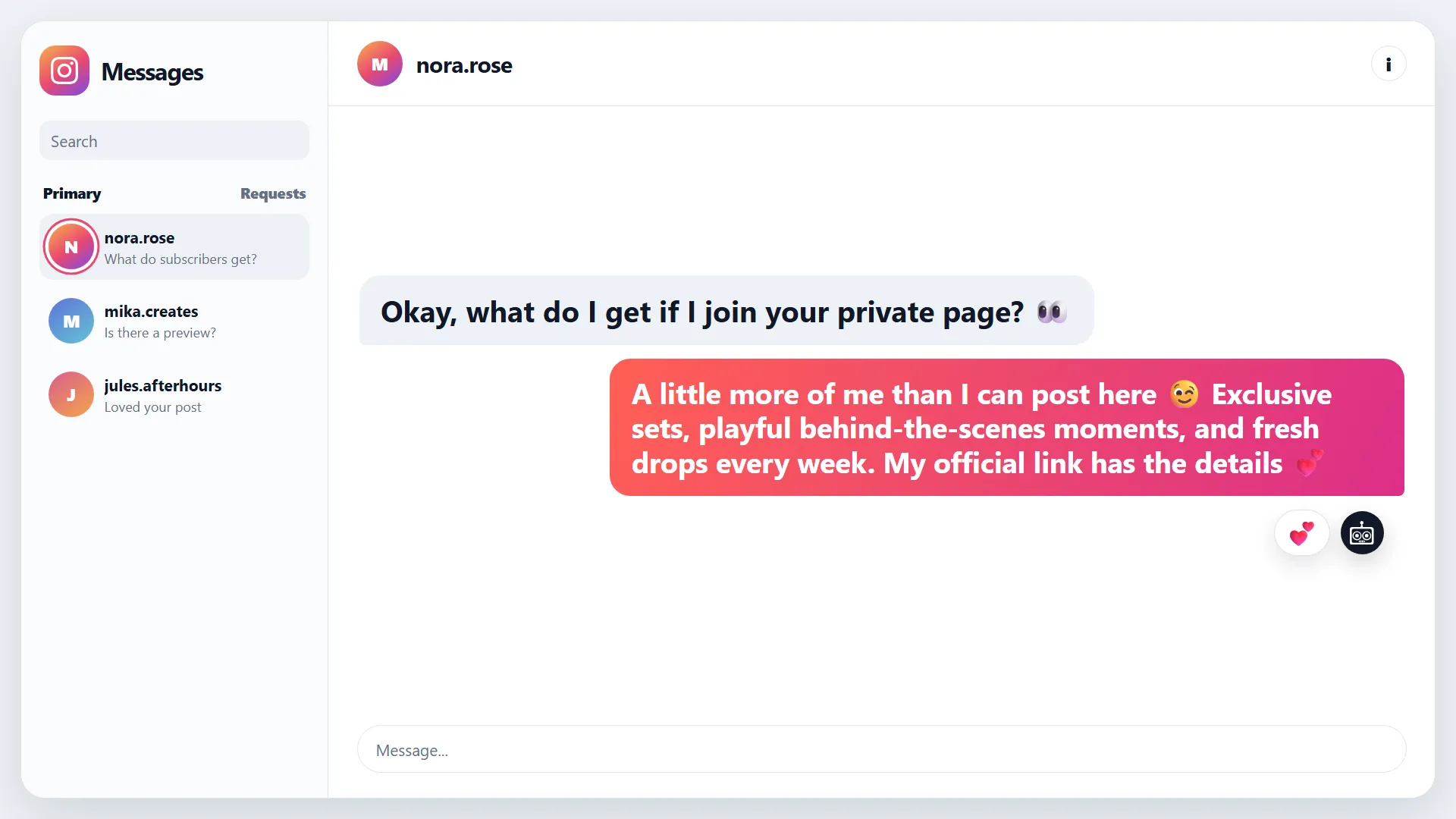 Loresta preparing a useful Instagram creator reply