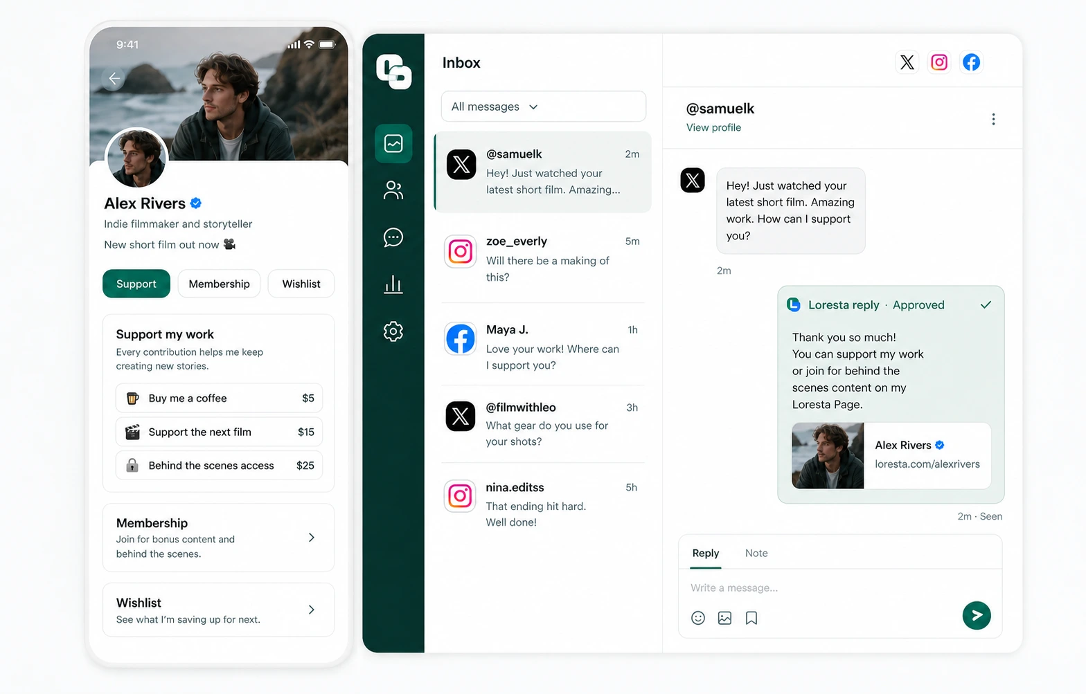 Creator Page and approved DM workflow